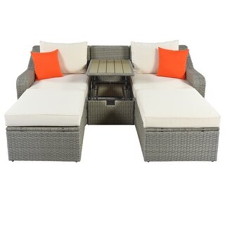 3-Piece Patio Wicker Sofa with Cushions