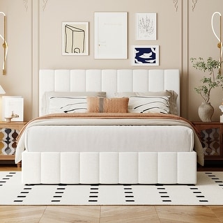 Queen Upholstered Platform Bed Lift Up Storage Bed Frame w/Gas Lift up ...