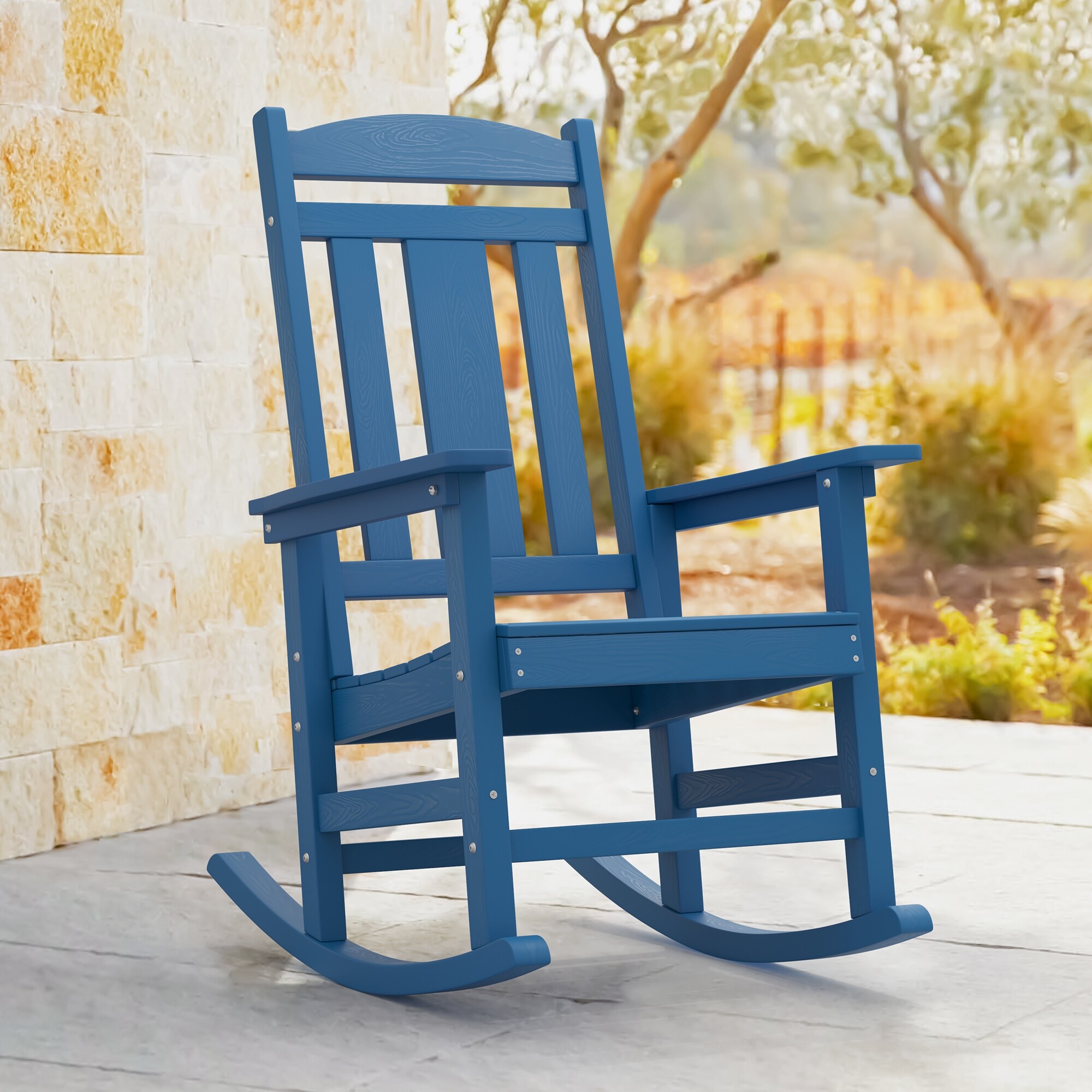 LUE BONA Plastic Outdoor Patio Adirondack Rocking Chair For Porch