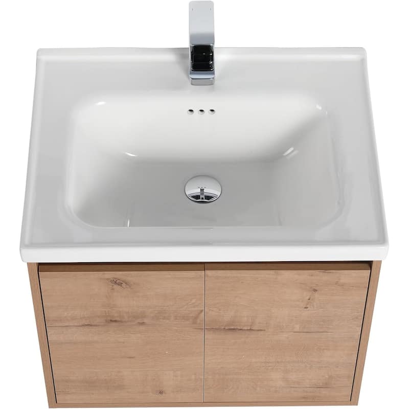 Blossom 24" Wall-Mounted Floating Bathroom Vanity with Ceramic Sink