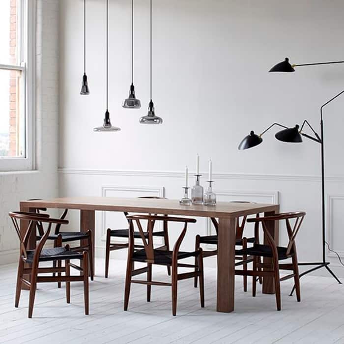 Farmhouse Dining Chairs Organic Round Arms Y-back Wood with Woven Black Seats For Kitchen Hotel Restaurants (Set of 2)
