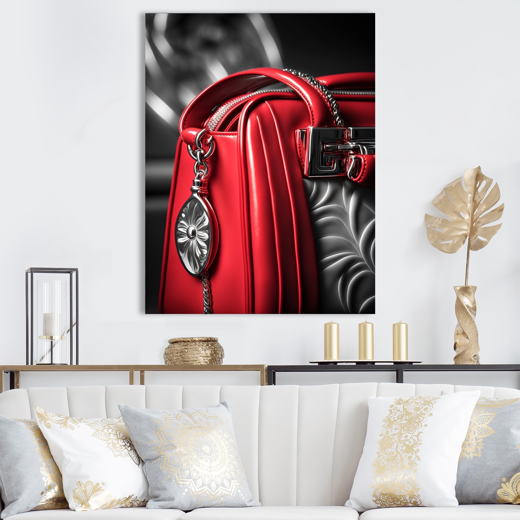 Designart 'Stylish Glam Handbag In Red And Black' Fashion Metal Wall Art -  On Sale - Bed Bath & Beyond - 37859616