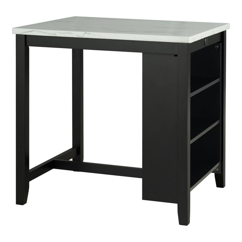 Furniture of America Manter 3-Piece Black Wood 3-Shelf Counter Height Dining Table Set with USB Ports
