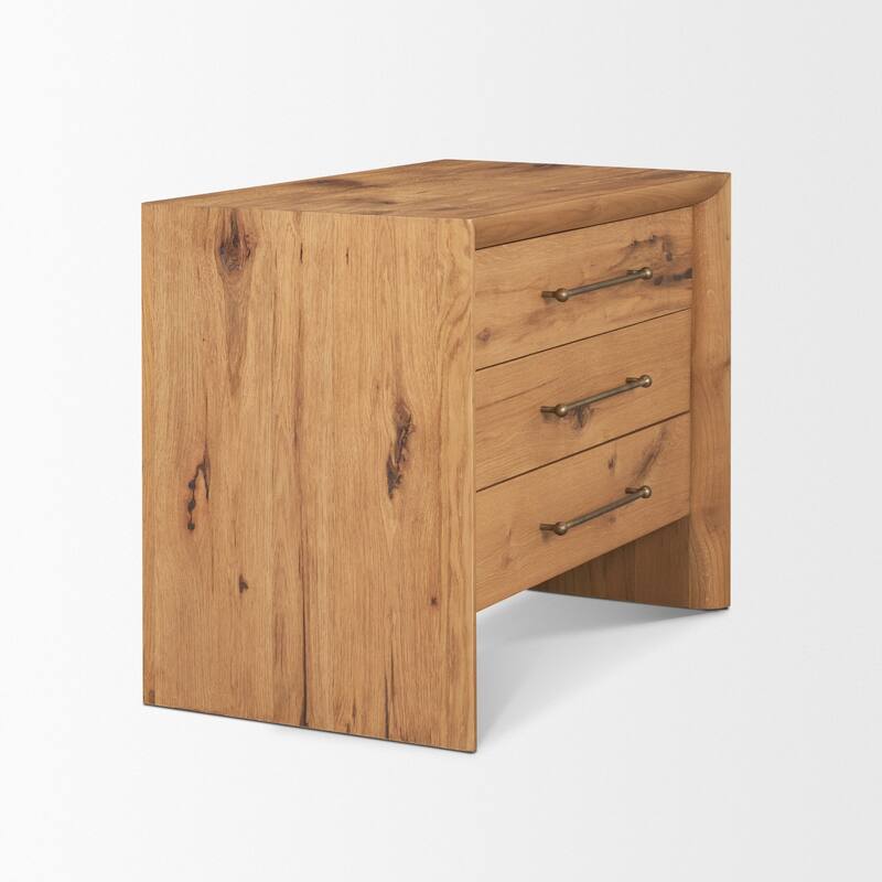 Belford 3-Drawer Light Brown Oak Wood Closed Nightstand