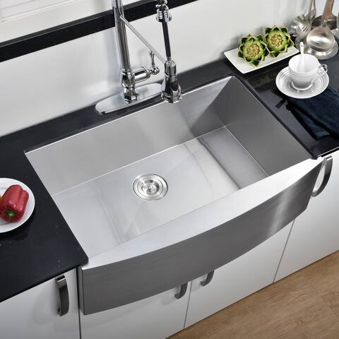 DORNBERG 33 Inch Stainless Stee Farmhouse Sink Apron Curved Front kitchen Sink