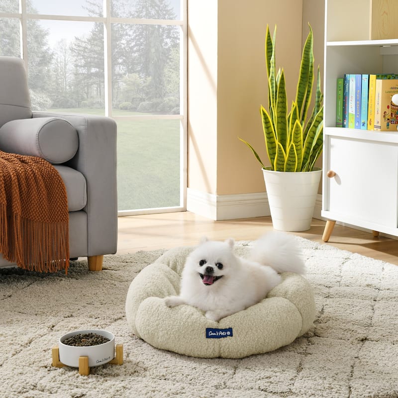 Chloe 19.68'' Cuddler Dog Bed in Beige - 19.68