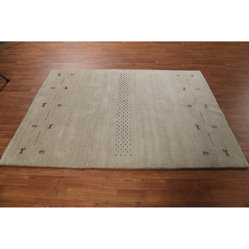 Little Animals Tribal Gabbeh Area Rug Hand-Knotted Wool Carpet - 4'7"x 6'6"