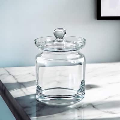 HomeRoots 6" Clear Mouth Blown Crystal Biscuit Jar
