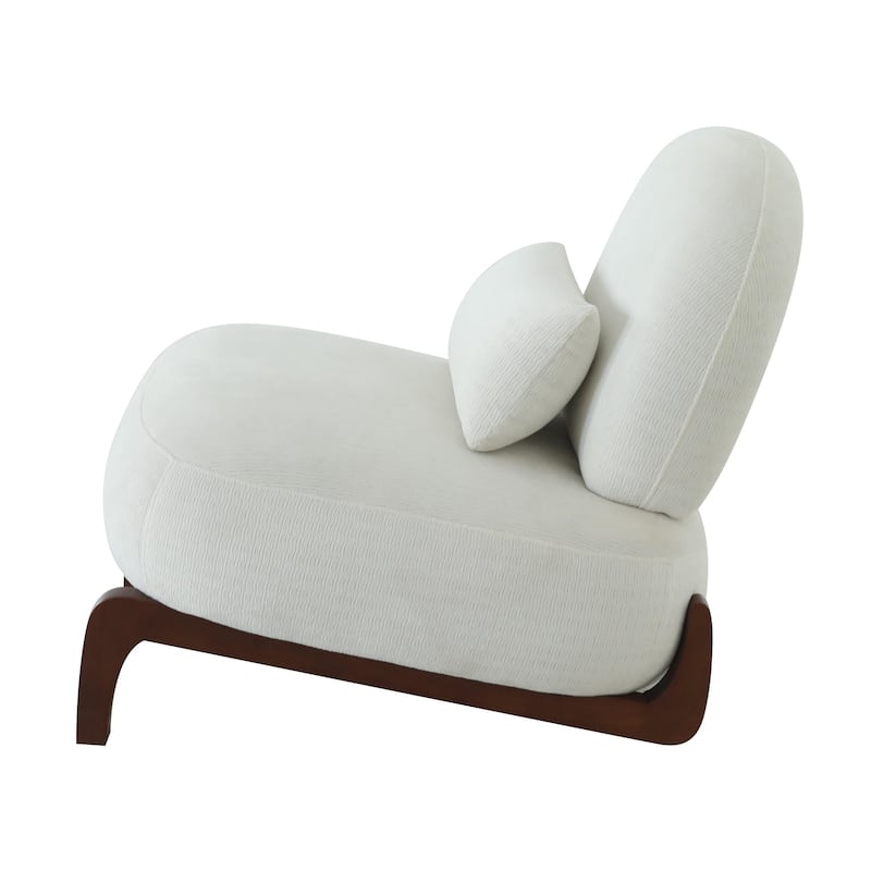 Cute Accent Chair with Solid Wood Legs, Velvet Living Room Chair with Soft Cushion, Cozy Bedroom Chair