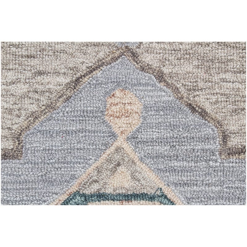 Handmade Delphi Collection Beige/Blue Wool Area Rug