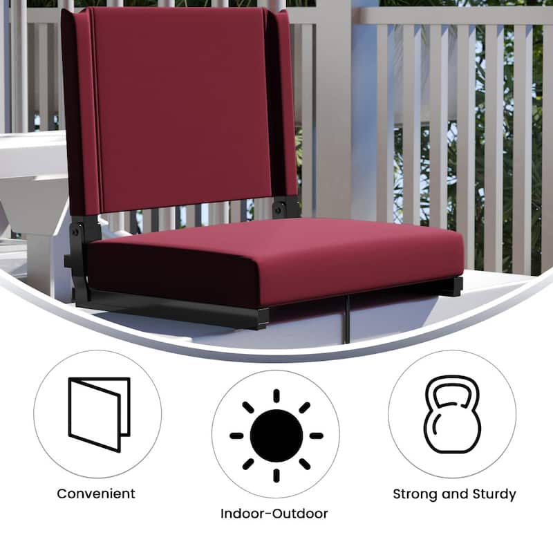 Padded Stadium Chairs with Handles and Bleacher Hooks (Set of 2) - 14"D x 18"W x 18"H