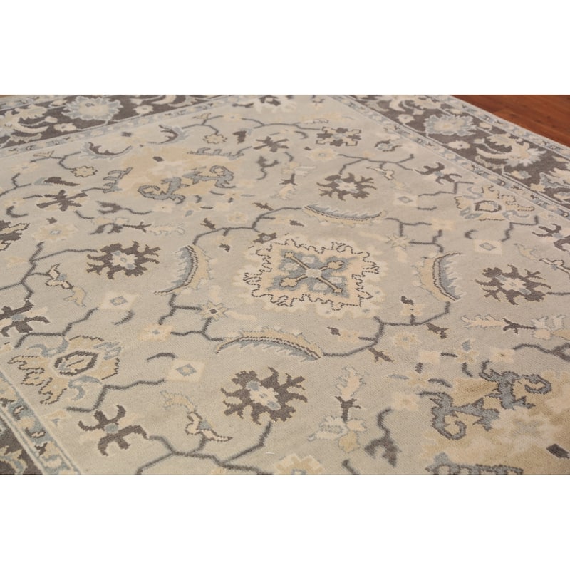 All-Over Floral Oushak Indian Area Rug Handmade Wool Carpet - 8'1"x 9'8"