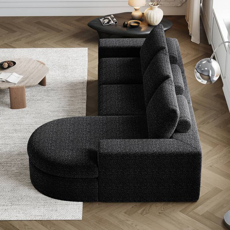 99-Inch Chenille Cloud Curved Sectional Sofa with Chaise, L-Shaped Modern Boneless Couch with Deep Seats,Sectional Sofa