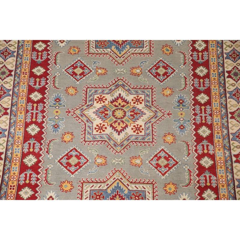Kazak Area Rug Hand-Knotted Wool Carpet - 6'9" x 9'8"