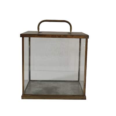 Antique-Style Aged Iron Lantern - 13.25" - Brown