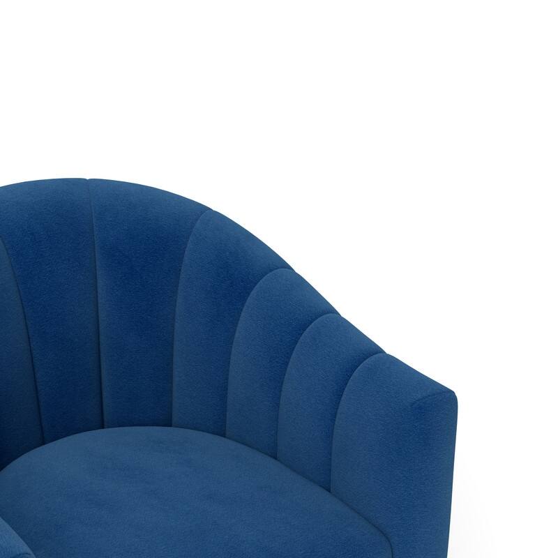 SEYNAR Modern Glam Velvet Upholstered Round Swivel Accent Arm Barrel Chair for Living Room