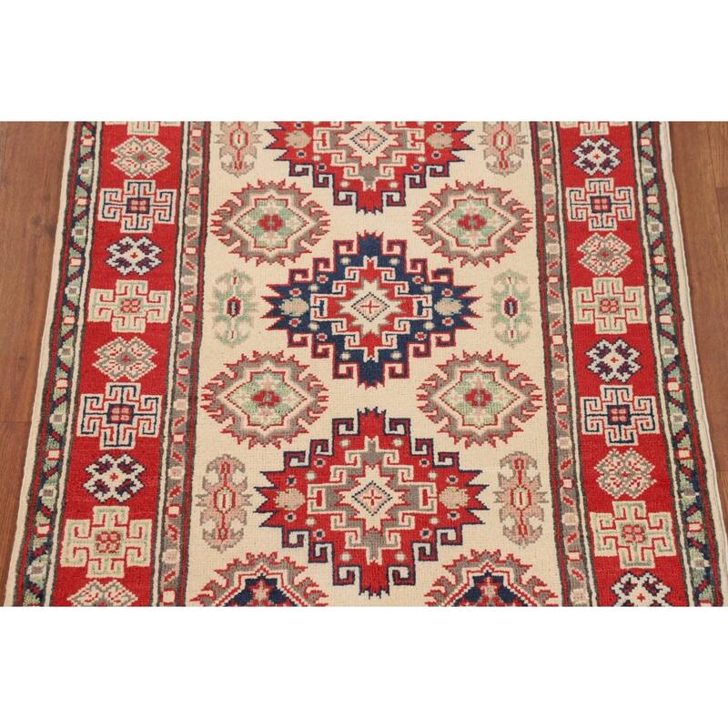 Kazak Accent Rug Handmade Oriental Foyer Wool Carpet - 2'10" x 4'2"