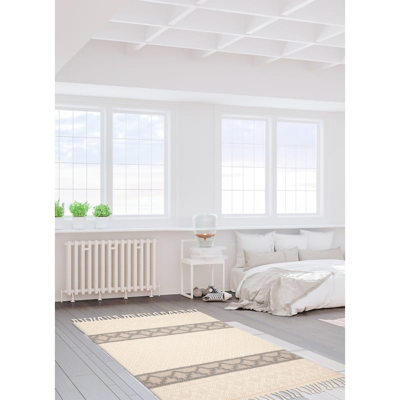 ECARPETGALLERY Braid weave Sienna Cream Wool Rug - 5'3 x 7'7