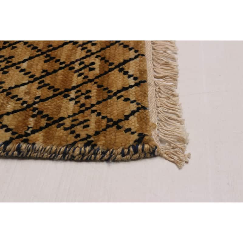 ECARPETGALLERY Hand-knotted Silk Shadow Black, Dark Gold Wool Rug - 6' 5" x 9' 10"