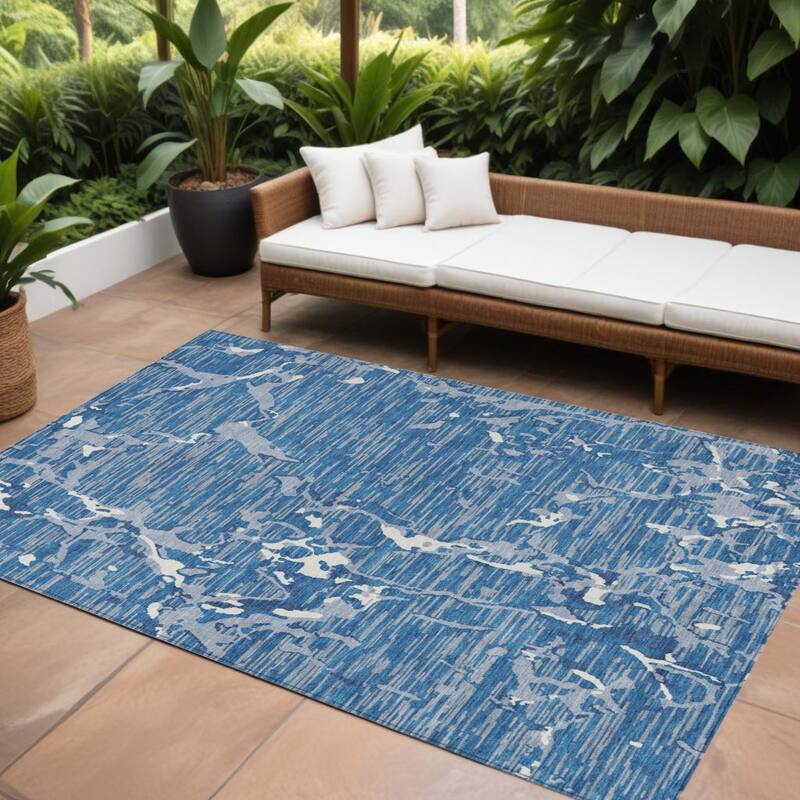HomeRoots Striped Transitional Rectangle Outdoor Rug - 9' X 12'