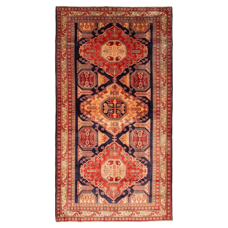 ECARPETGALLERY Hand-knotted Kayseri Dark Navy Wool Rug - 5' 3" x 9' 10" - Dark Navy - 5' 3" x 9' 10" - Rectangle