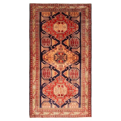 ECARPETGALLERY Hand-knotted Kayseri Dark Navy Wool Rug - 5' 3" x 9' 10"