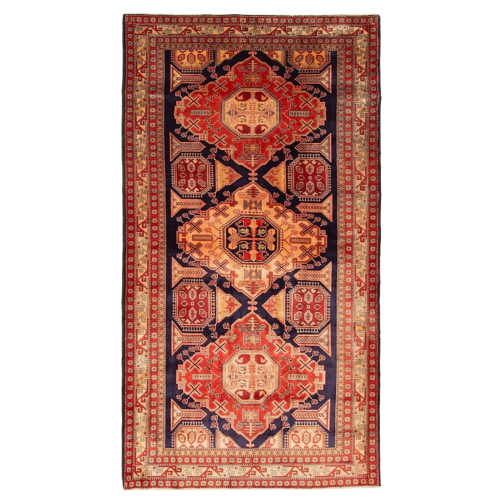 ECARPETGALLERY Hand-knotted Kayseri Dark Navy Wool Rug - 5' 3" x 9' 10"