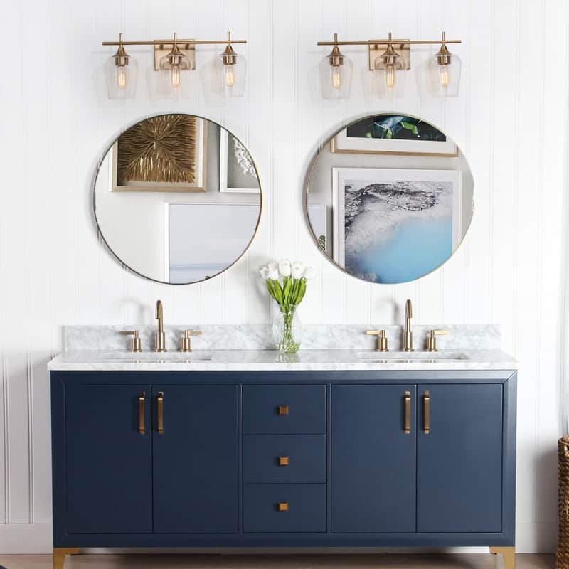 Modern Gold 3-light Wall Sconces Linear Dimmable Bathroom Vanity Lights - L20" x W6" x H9.5"