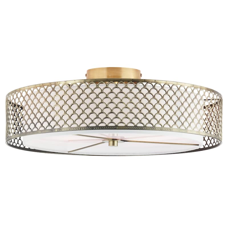 River of Goods Leyla Brushed Gold Metal 18.25-inch Semi-Flush Mount Ceiling Light - 18.25" x 18.25" x 6.375"