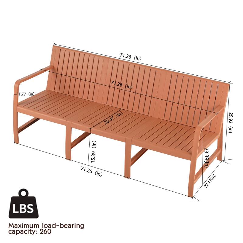 1-Piece Indoor/Outdoor Furniture 3-Seater Sofa Waterproof PP Material - Easy Assembly Patio Conversation Set