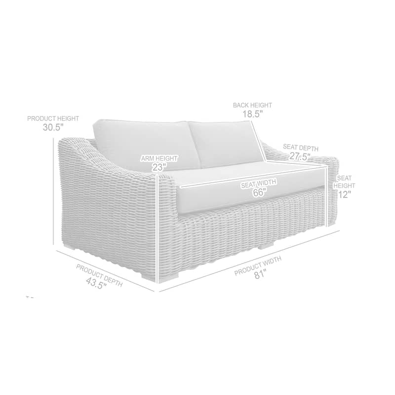 Verano Brown Wicker and Acacia Wood Deep Seating 81" Outdoor Sofa with Cushions