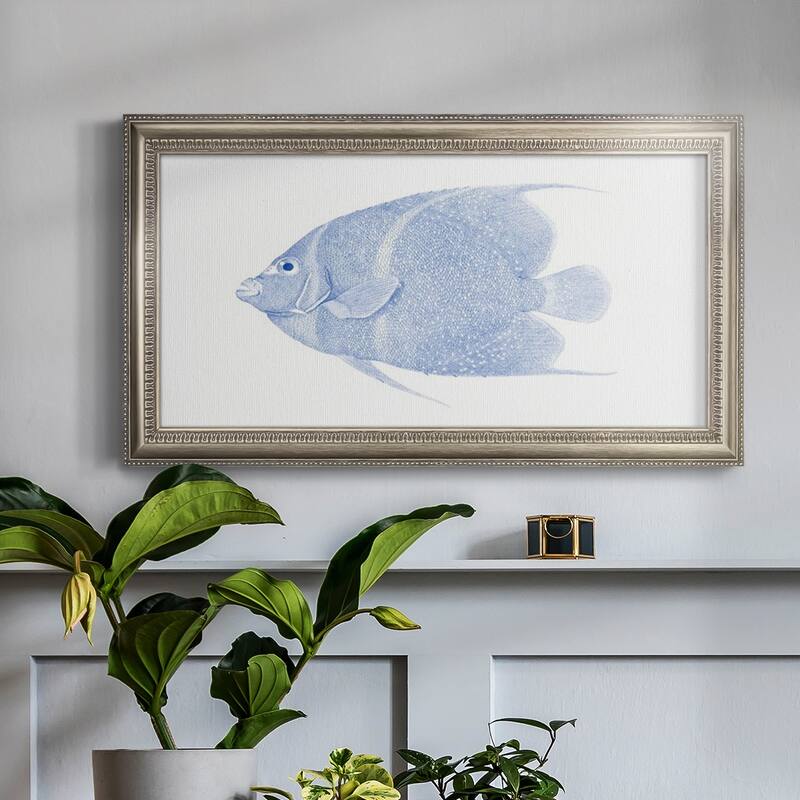 Blue & White Tropical Fish V Premium Framed Canvas- Ready to Hang