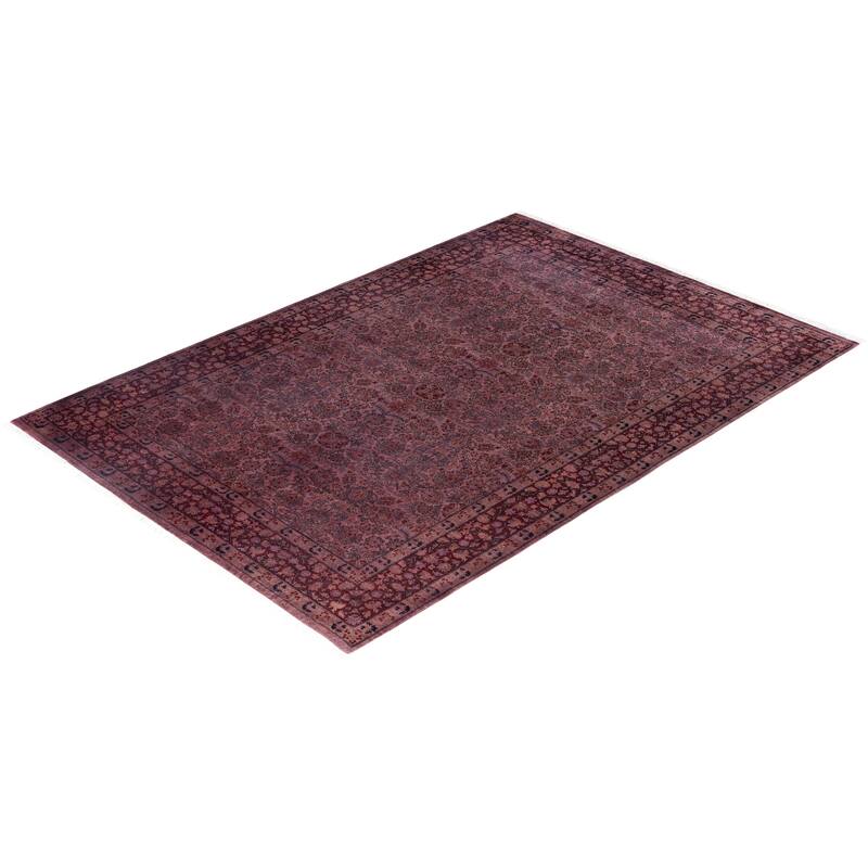 Overdyed One-of-a-Kind Hand-Knotted Area Rug - Purple - 6' 1" x 9' 0"