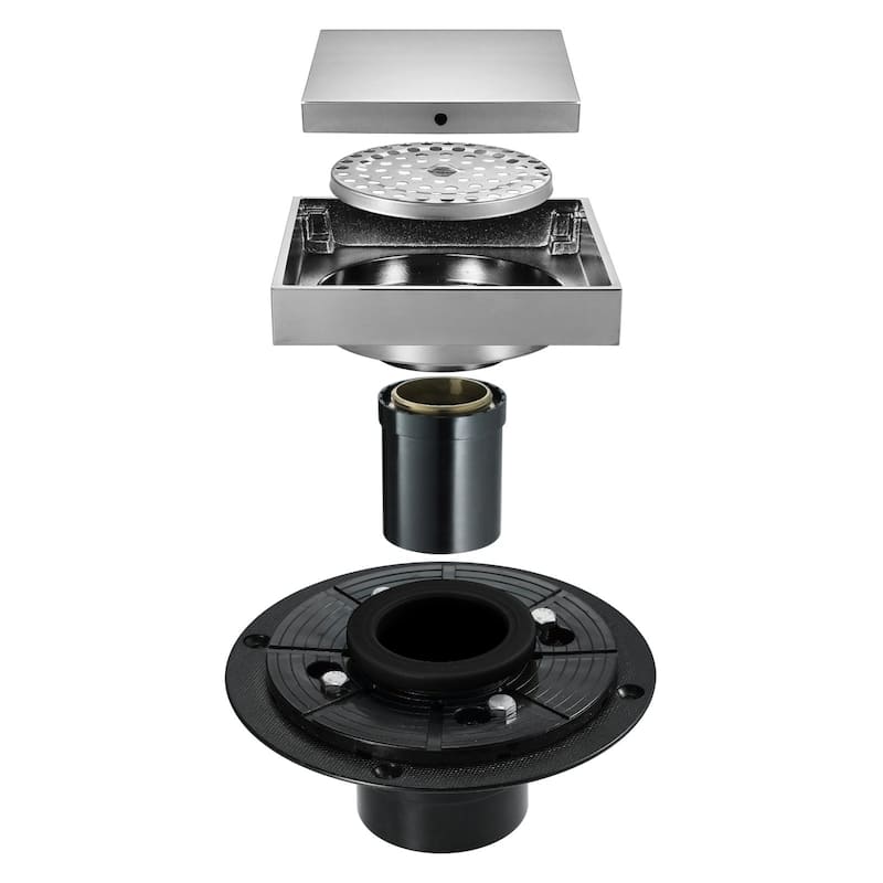 chrome 4 inch brass material shower drain with ABS base - 4 x 4