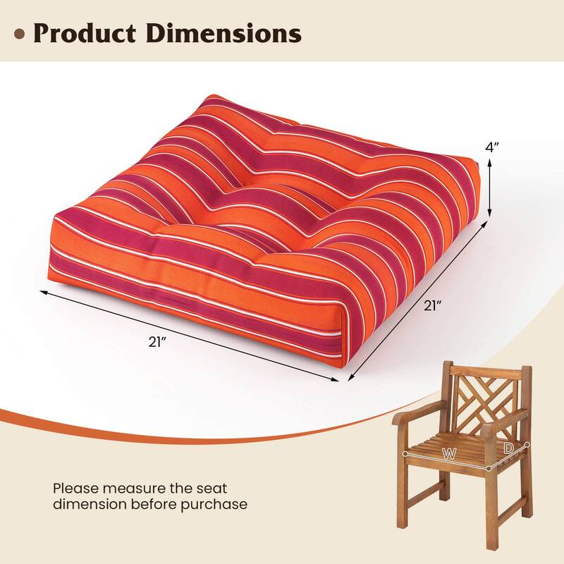 Costway 2 PCS 21'' x 21'' Patio Chair Seat Cushion Pads Indoor/Outdoor