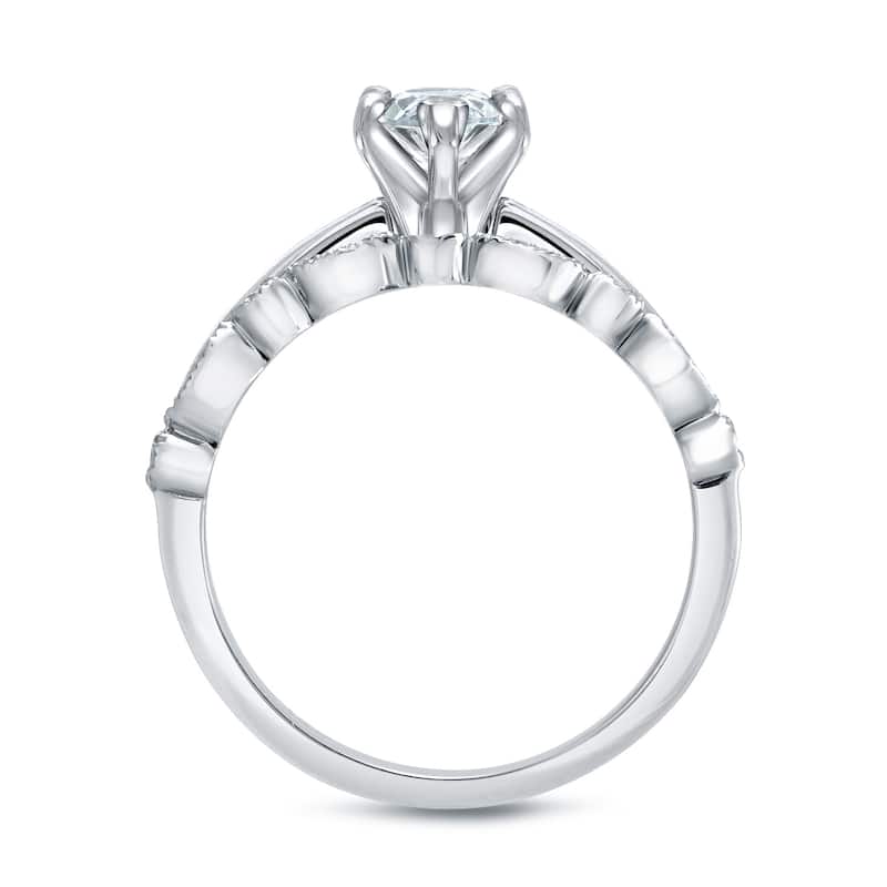 Auriya 14k Gold 1 1/6ctw Vintage Pear Shape Solitaire Diamond Engagement Ring Set