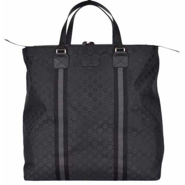 Gucci 449179 Black Nylon Gg Guccissima Web Trim Xl Zip Gucci 449179 Black Nylon Gg Guccissima Web Trim Xl Zip