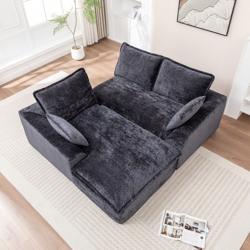 103.15" Modern Chenille Boneless Sectional Sofa with Chaise