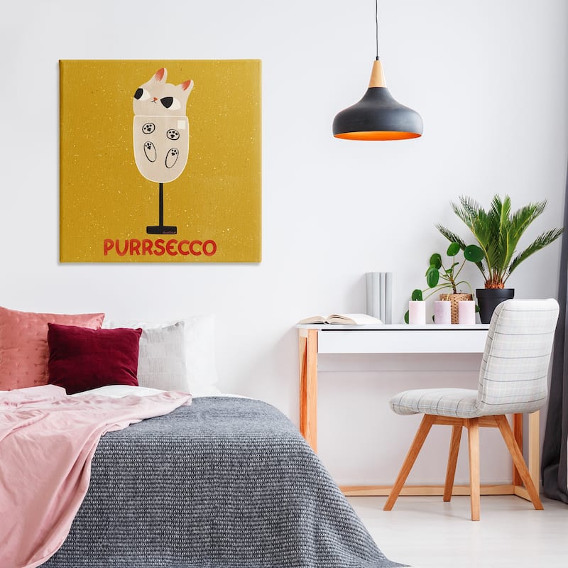 Stupell Purrsecco Cat Wine Canvas Wall Art Design By Carrie Cantwell