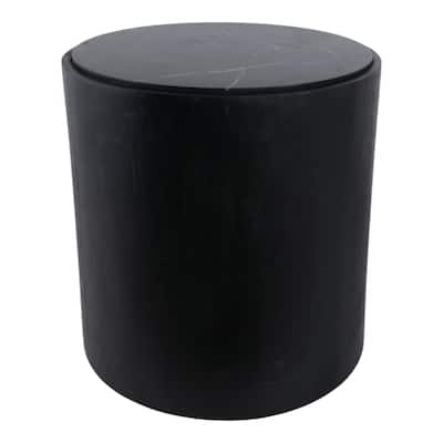 Modern Stone and Mango Wood Accent Table with Sleek Marble Top