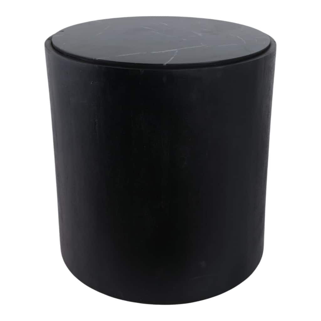 Modern Stone and Mango Wood Accent Table with Sleek Marble Top