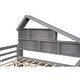 preview thumbnail 11 of 11, Roof Design Storage Platform Bed Full Size Daybed with Trundle Bed and Open Storage Shelves, Pine Wood Frame Sofa Bed, Gray