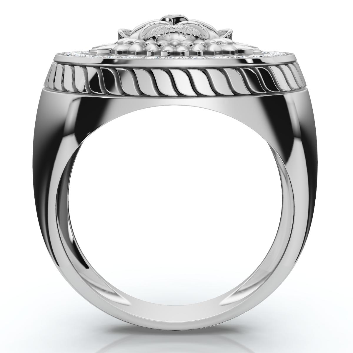 Bliss Diamond 3/8Ct Men's Diamond Lion Head Pink Ring in White or Yellow Gold