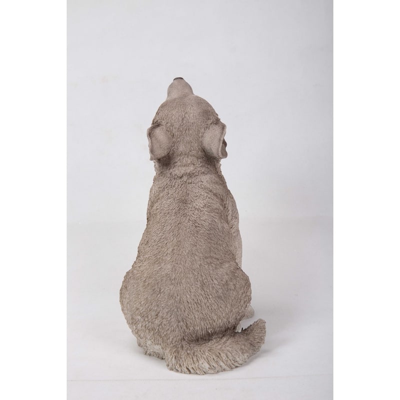 11" Howling Wolf Pup Outdoor Garden Statue