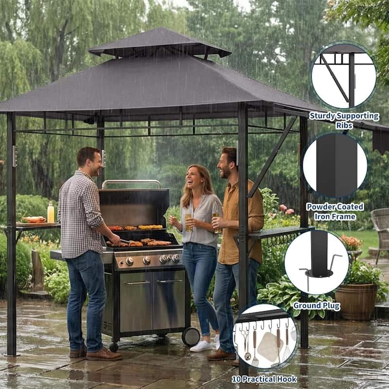8x5 ft Durable BBQ Grill Gazebo, Weather-Resistant Canopy Shelter for Patio & Backyard - N/A
