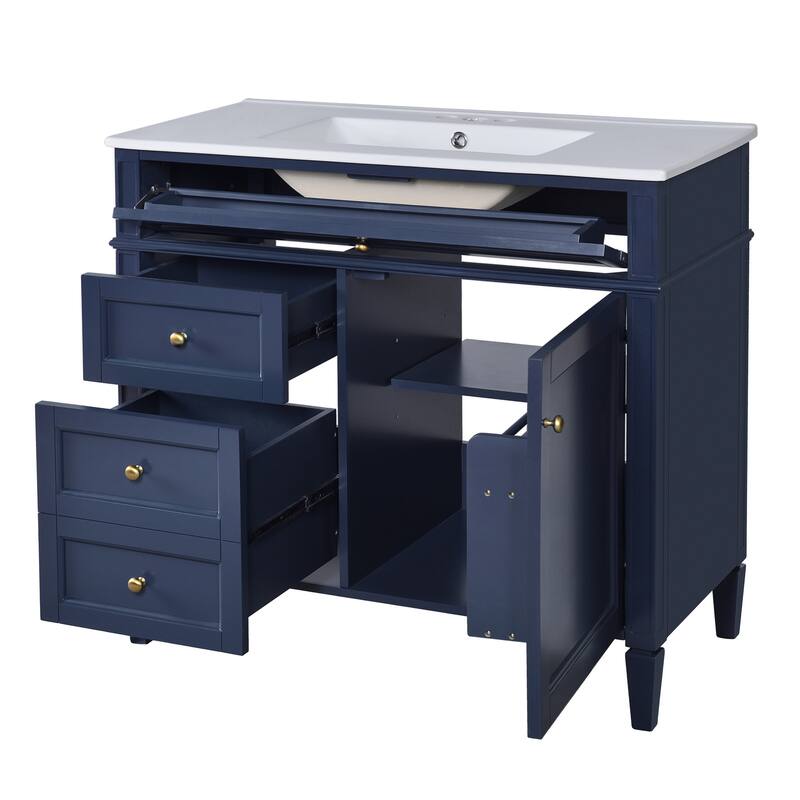 30/36 inches Freestanding Bathroom Vanity Set with Integrated Sink and Drawers