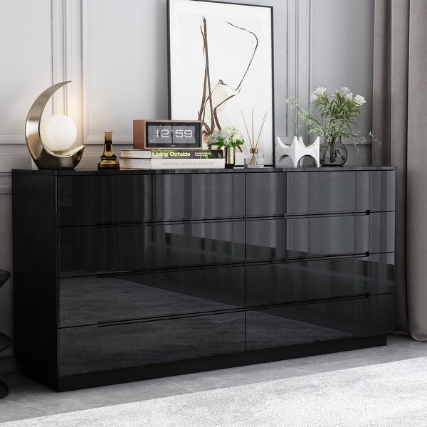 Black 8 drawer double dresser sales