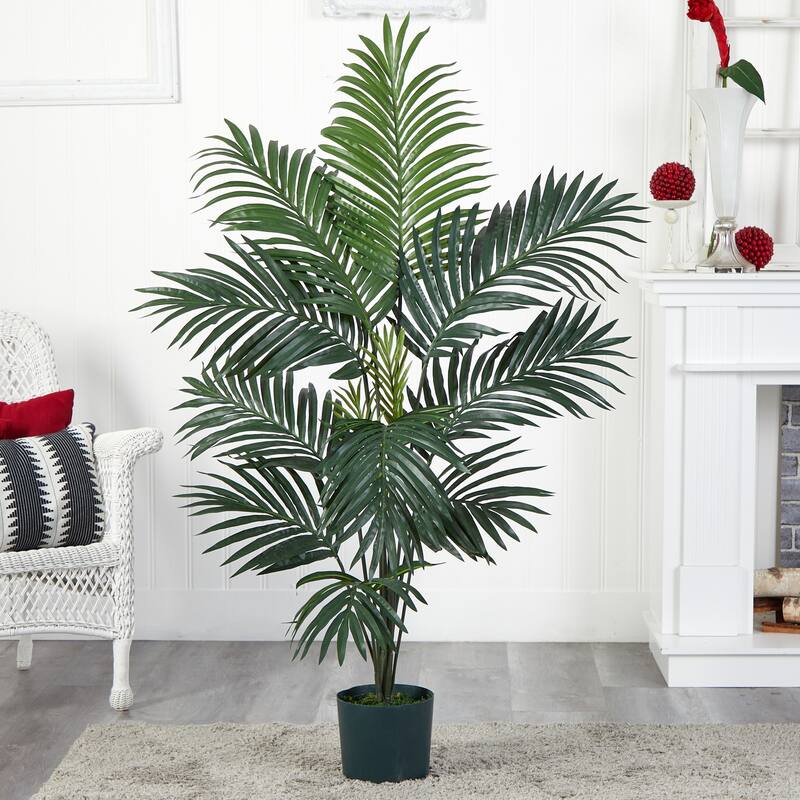 5 Ft. Palm Tree - Old World Charm Silk Tree, Indoor Tropical Decor, Home Office Plant, Low Maintenance Artificial Tree - 5ft.