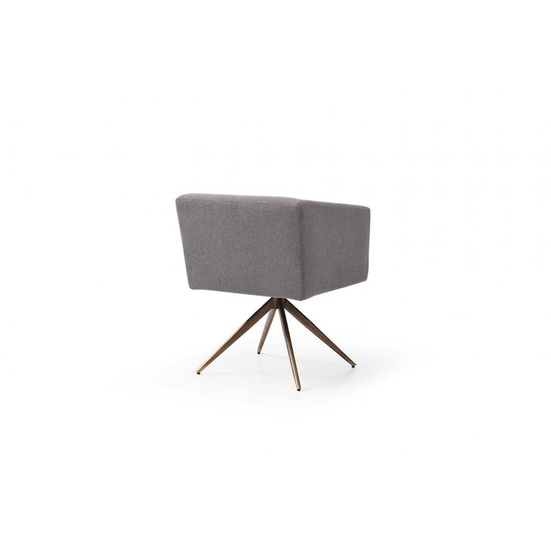 Dark Gray And Brass Upholstered Fabric Dining Arm Chair