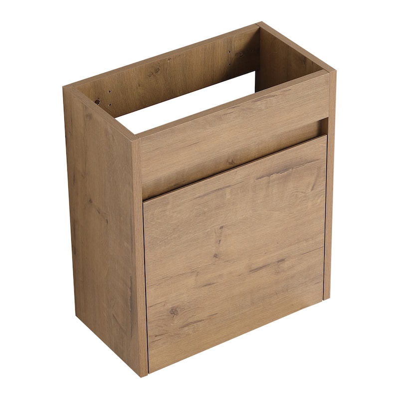 17 in.W Wall-Mounted Plywood Bathroom Vanity in Imitative Oak with Ceramic Sink